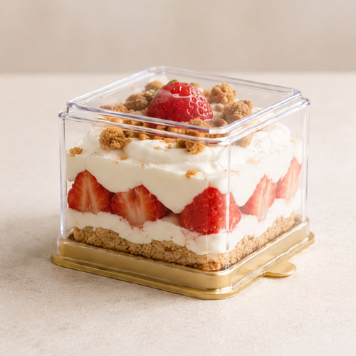 Boîte Dessert Carrée Transparente avec Couvercle 120 ml