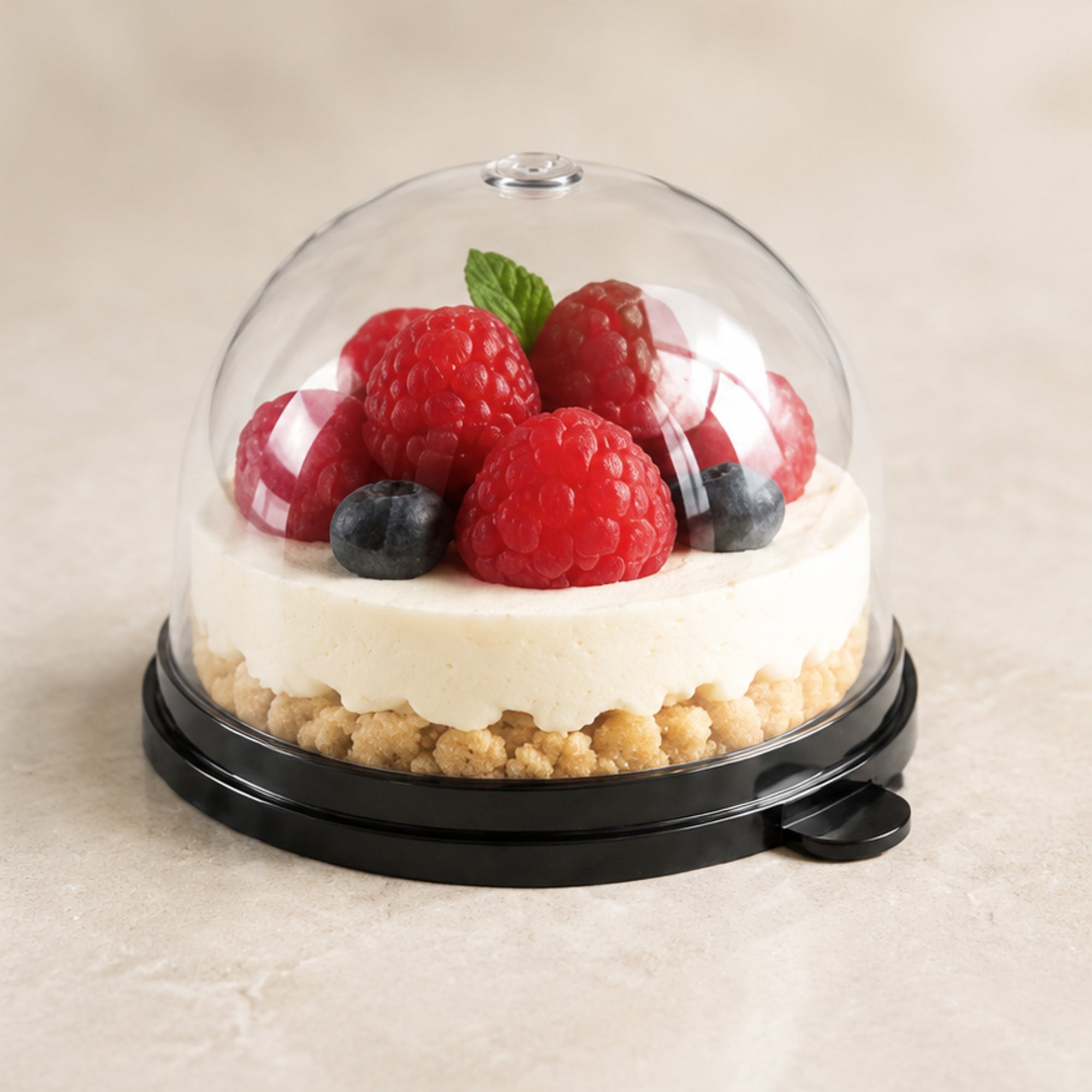 Dôme Dessert Rond Transparent avec Base 120 ml