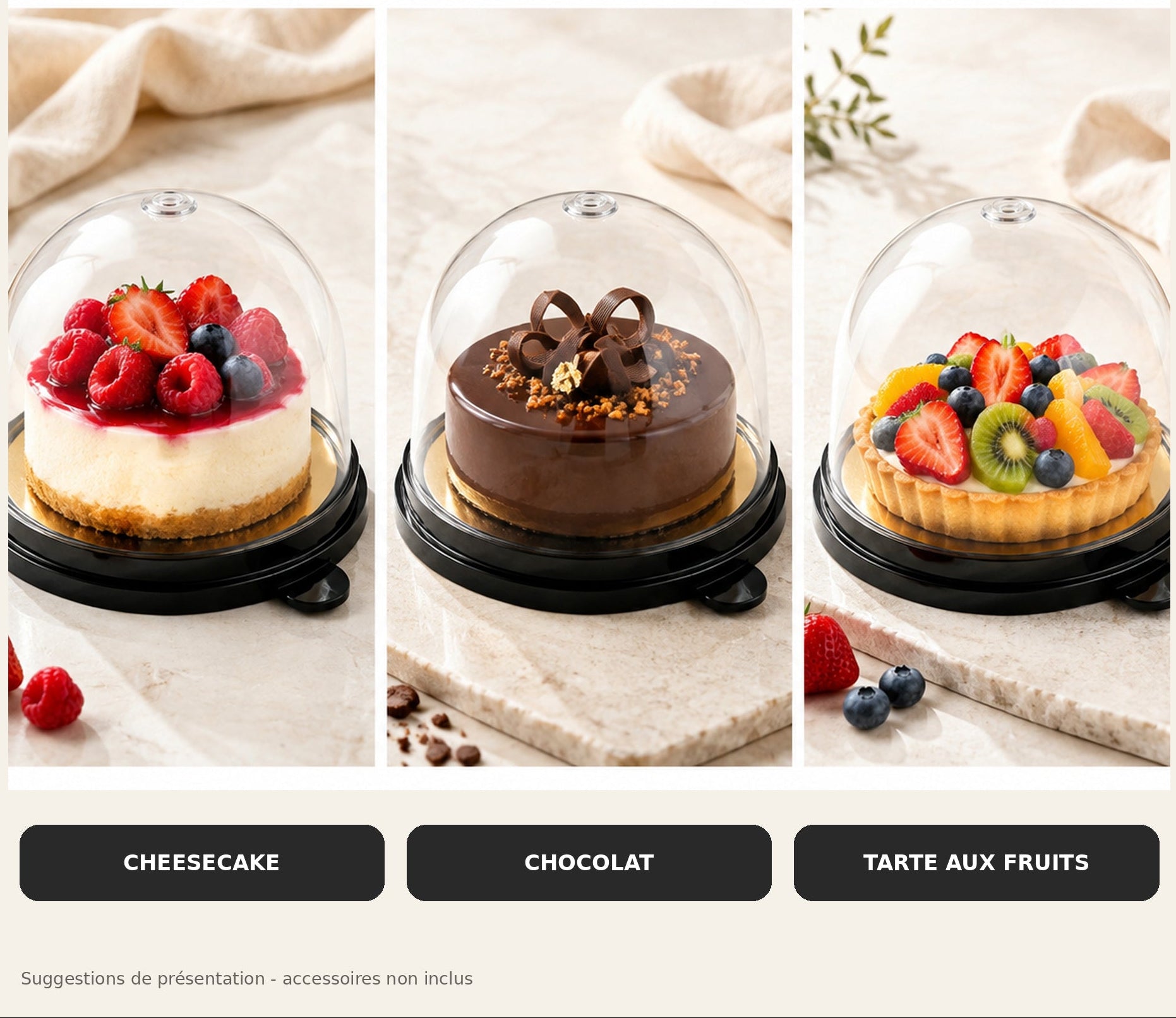 Dôme Dessert Rond Transparent avec Base 120 ml