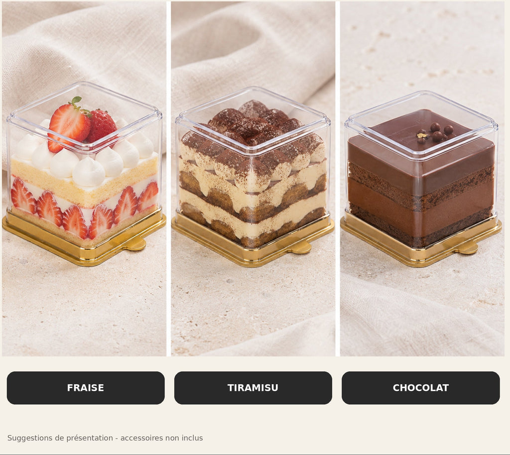 Boîte Dessert Carrée Transparente avec Couvercle 120 ml