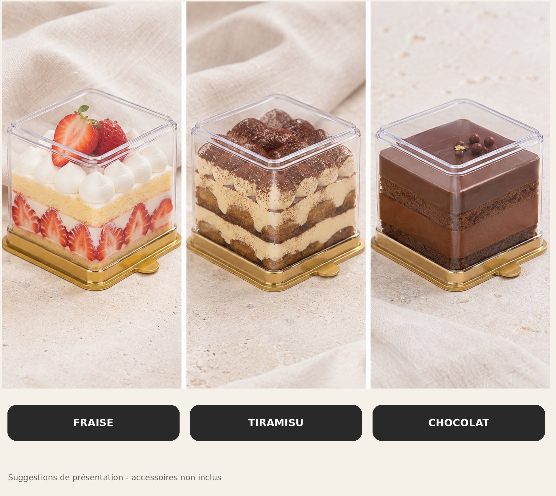 Boîte Dessert Carrée Transparente avec Couvercle 120 ml