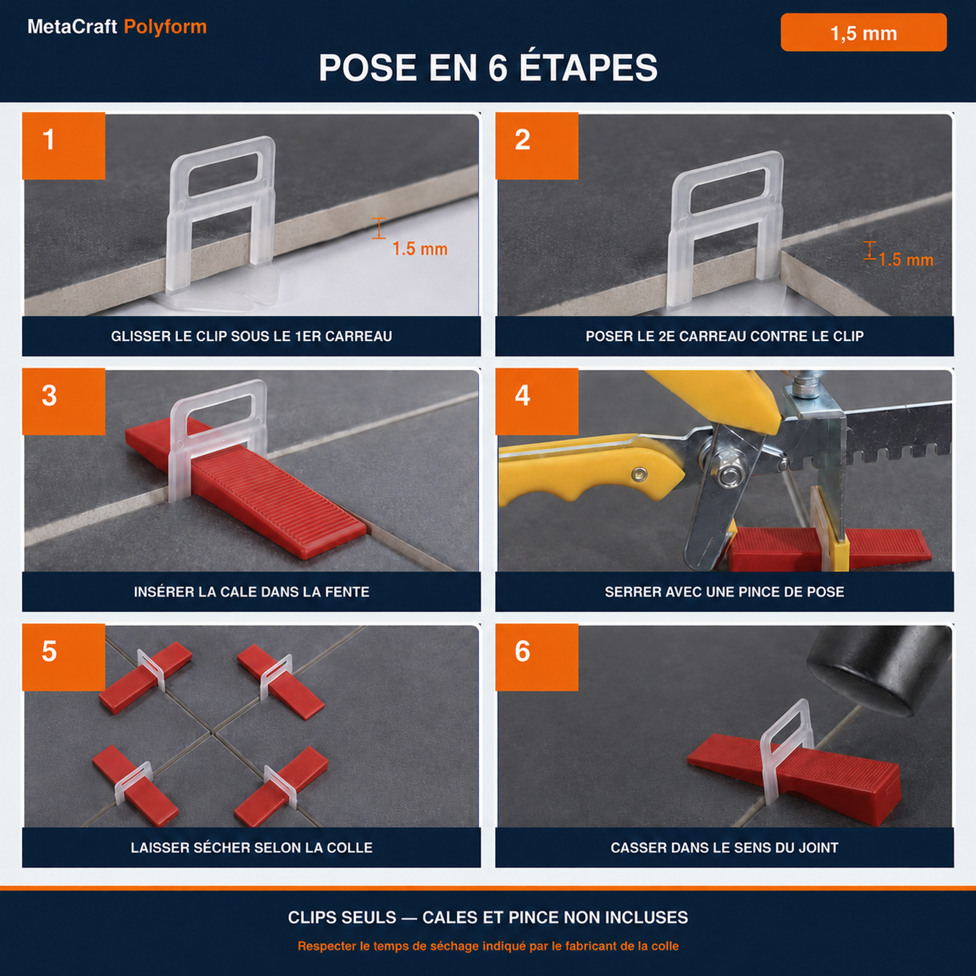 Mode d’emploi en six étapes des clips de nivellement 1,5 mm