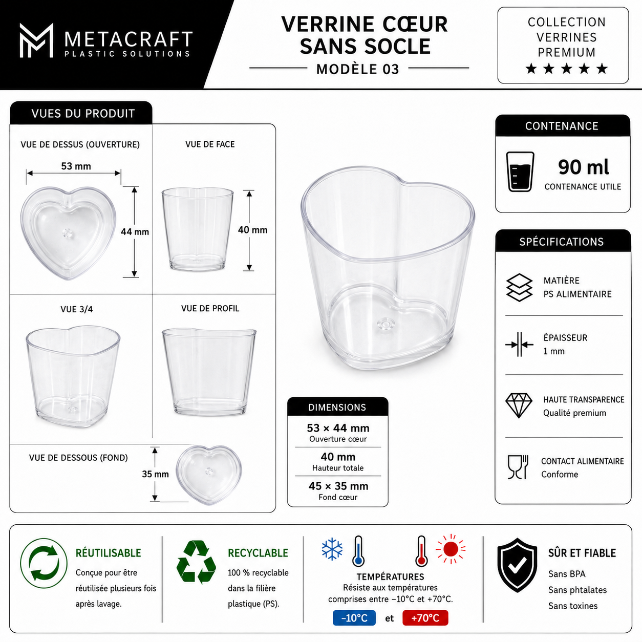Verrine cœur 80 ml – fiche technique MetaCraft