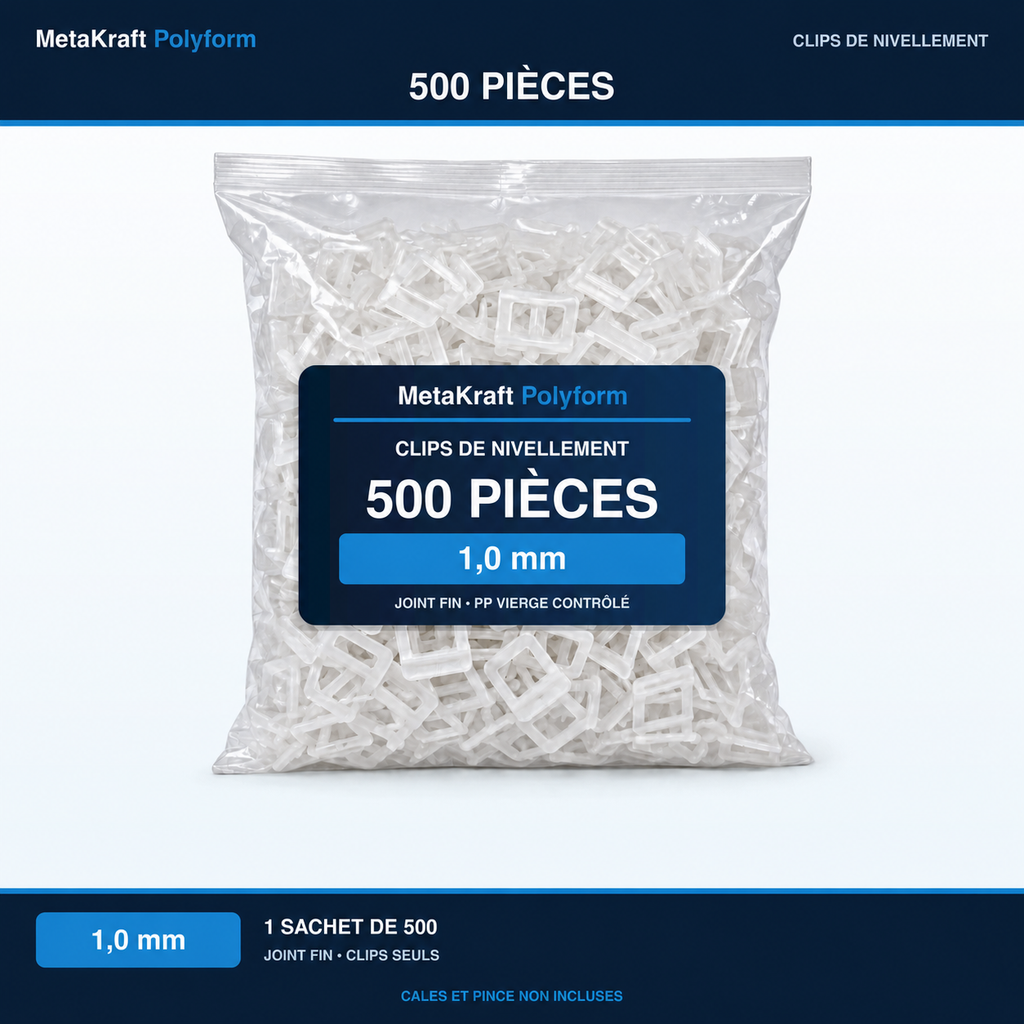 MetaKraft Polyform – 1,0-mm-Fliesen-Nivellierclips – 500 Stück