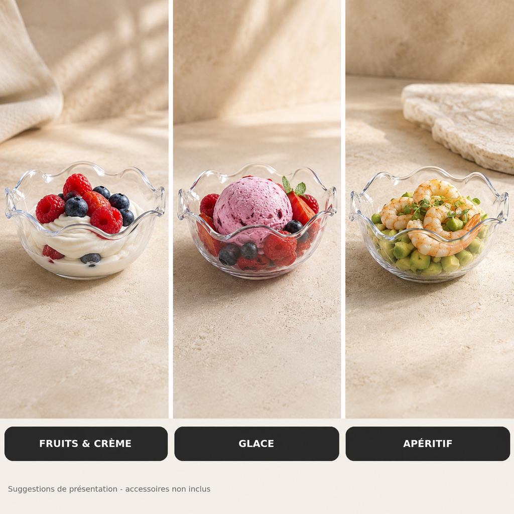 Idées de présentation sucrées et salées pour coupe ondulée 180 ml